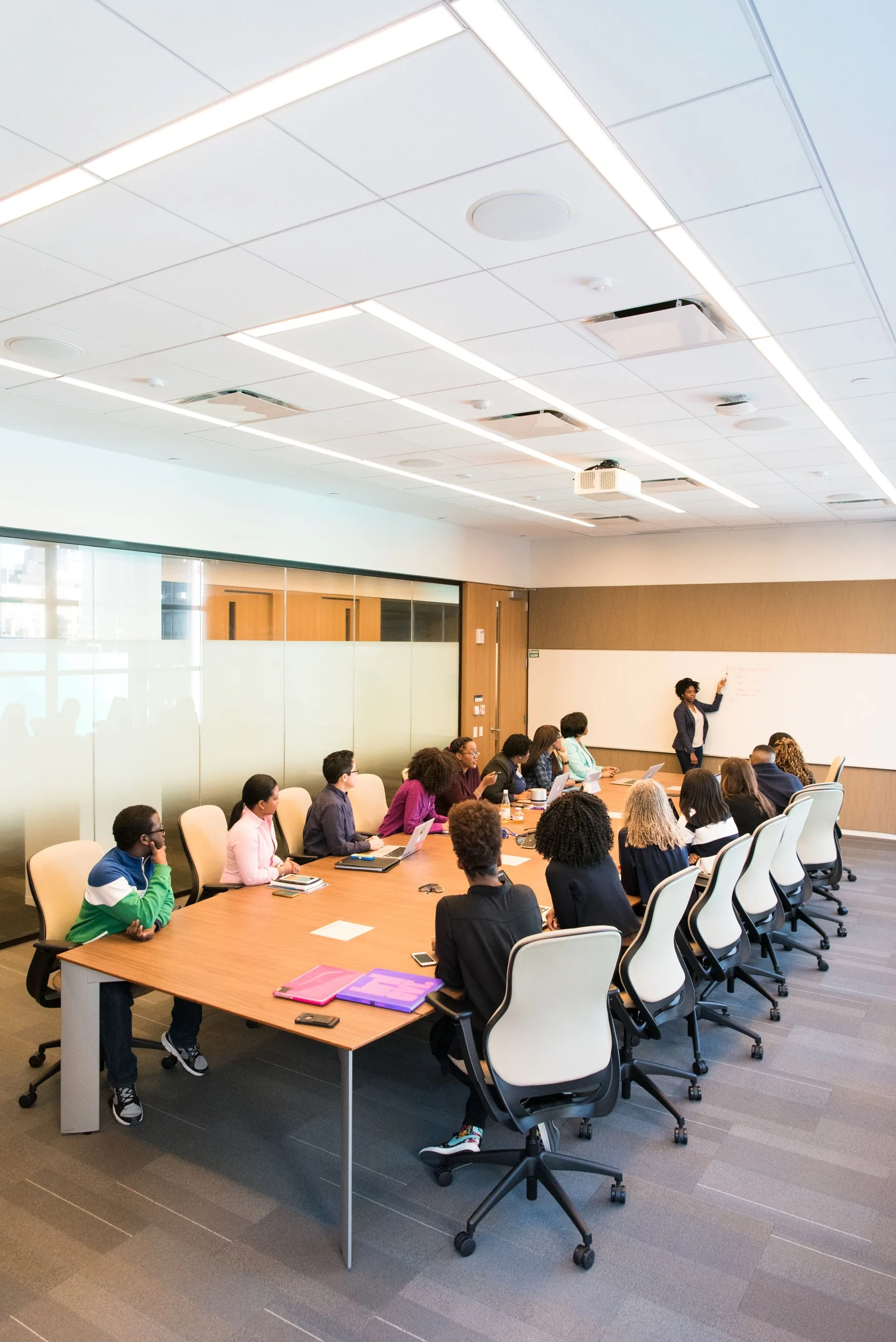 An enterprise team collaborating in a managed boardroom